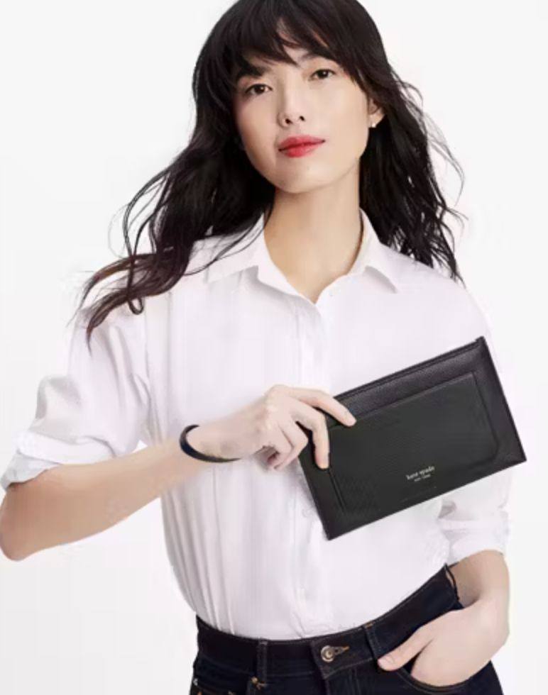 ORIG & IMPORTED Kate Spade KS Ava Large Slim Wristlet Black Wallet
