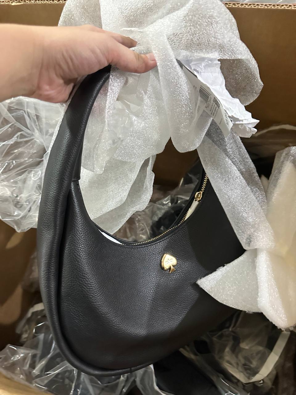 ORIG & IMPORTED KS Kayla Crescent Shoulder Bag Black
