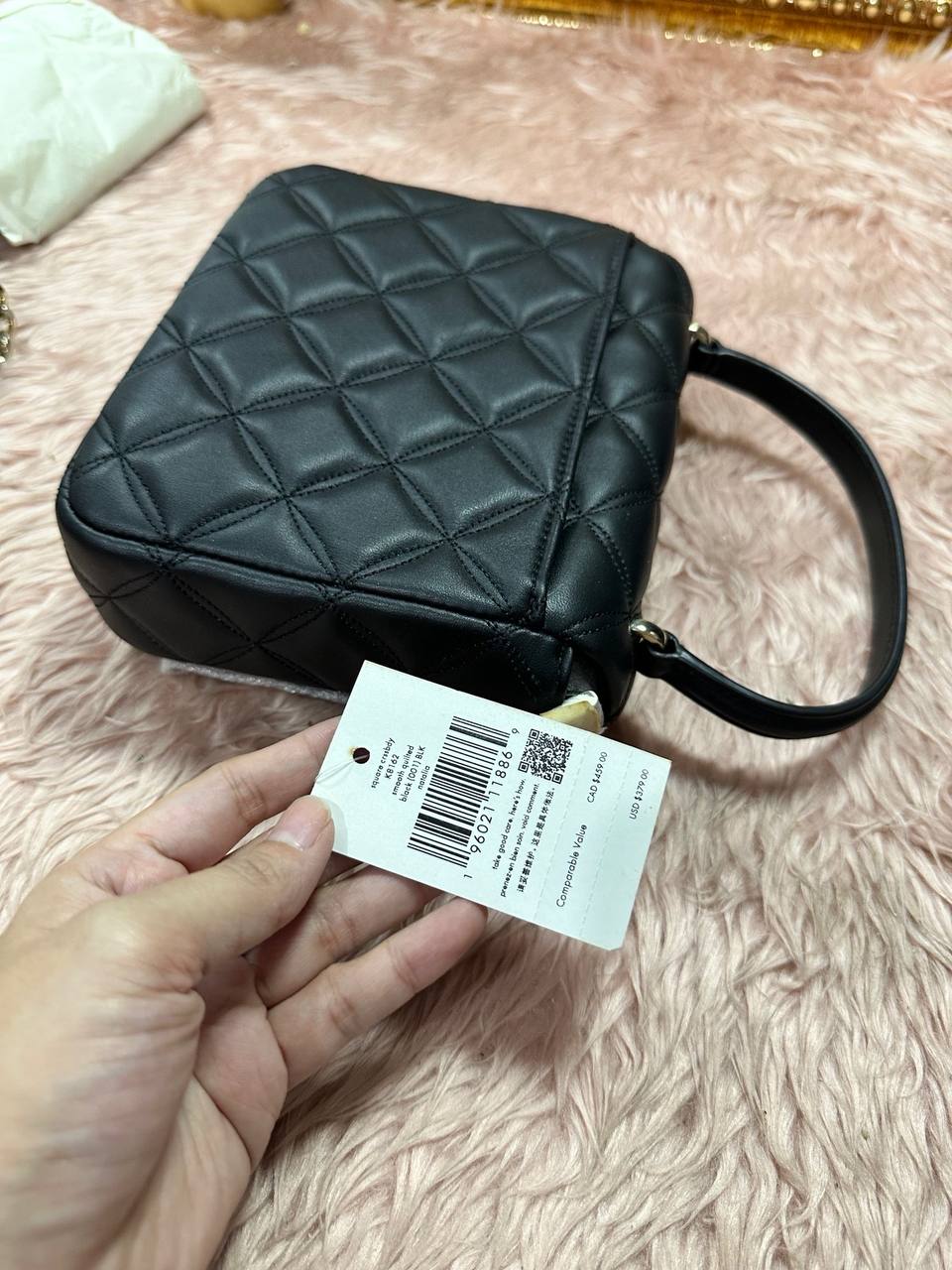 ORIG & IMPORTED KS Natalia Top Handle Square Quilted Black Bag