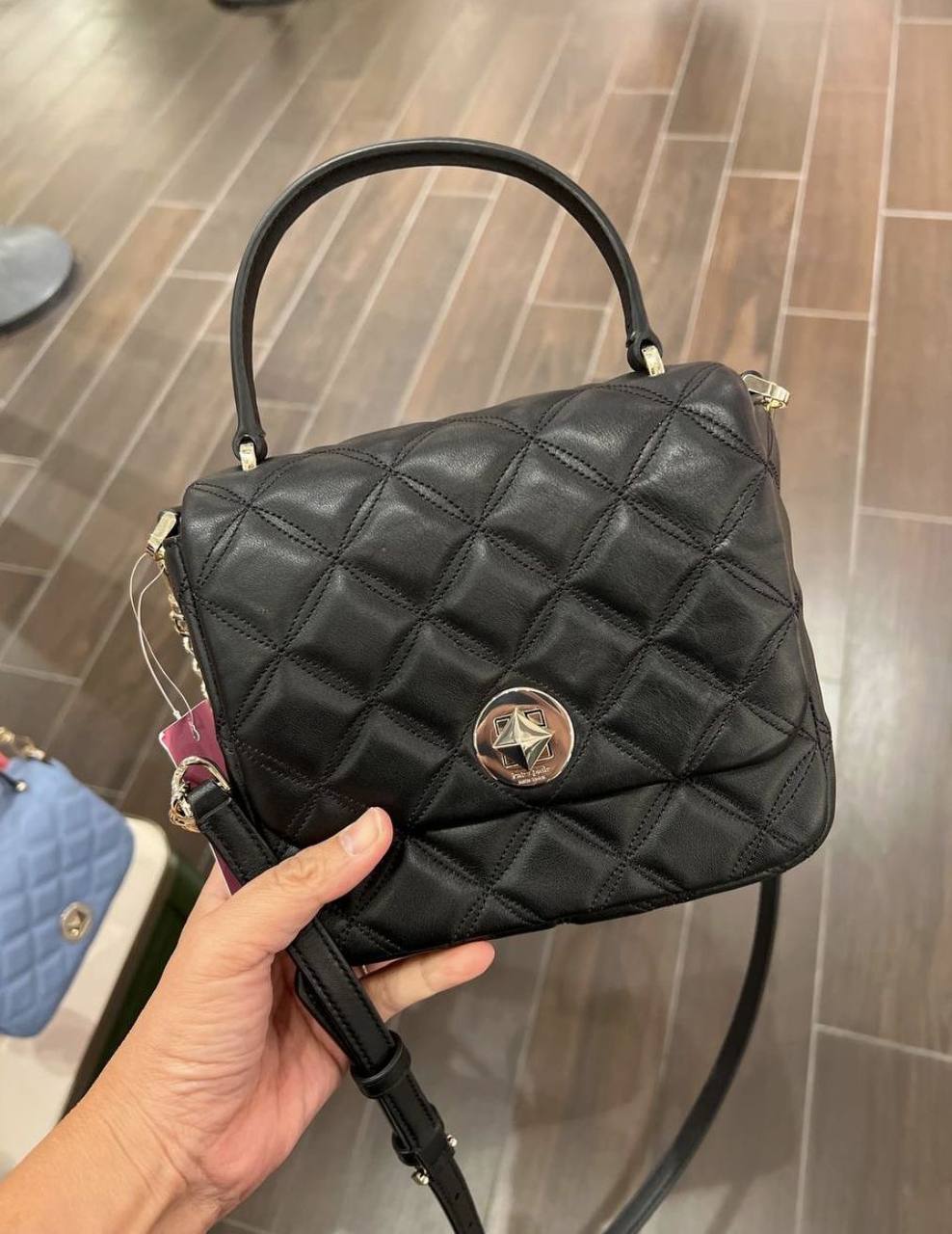 ORIG & IMPORTED KS Natalia Top Handle Square Quilted Black Bag