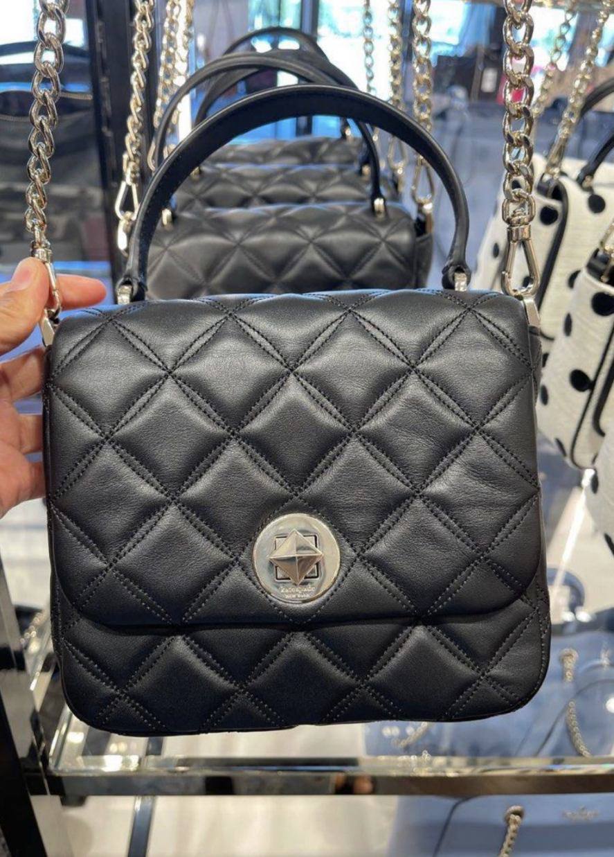 ORIG & IMPORTED KS Natalia Top Handle Square Quilted Black Bag
