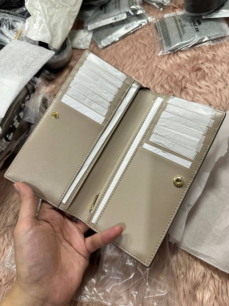 ORIG & IMPORTED MARC JACOBS MJ The Slim 84 Bifold Long Wallet Black Taupe