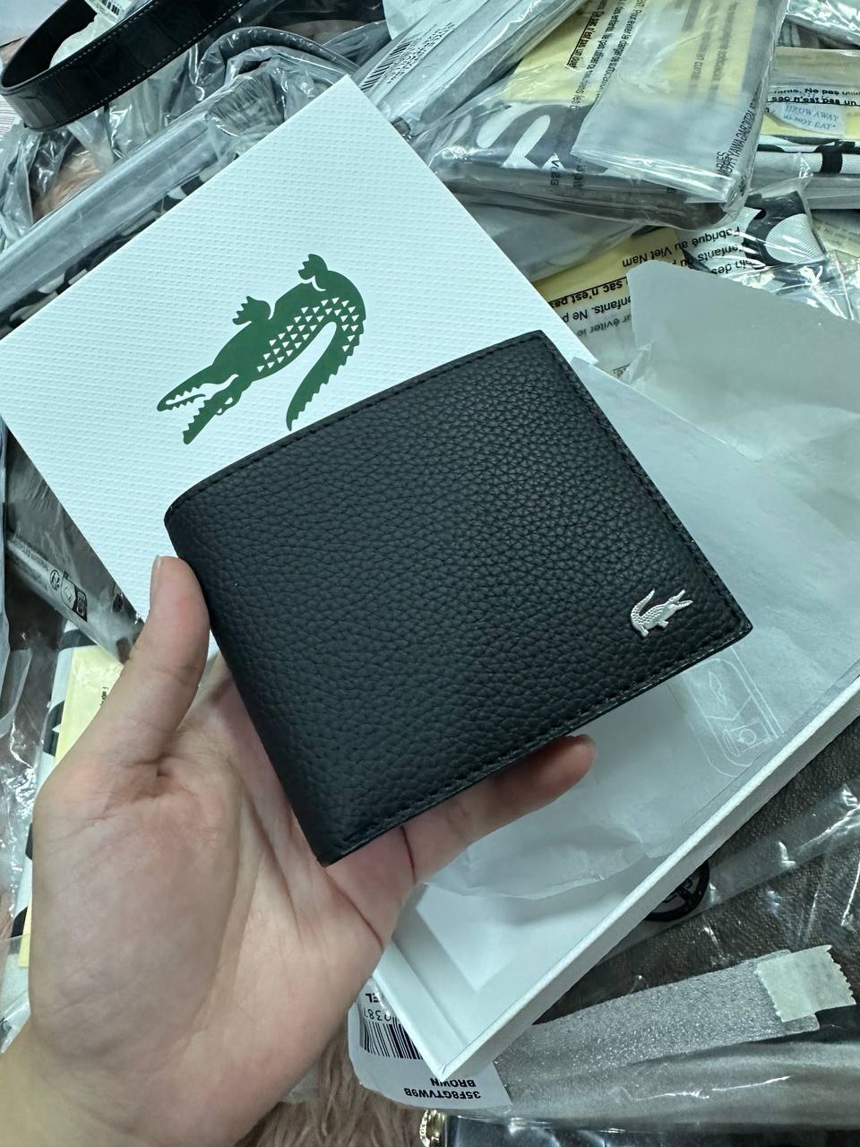 ORIG & IMPORTED Lacoste Men Wallet Billfold Wallet Black NH4680OR