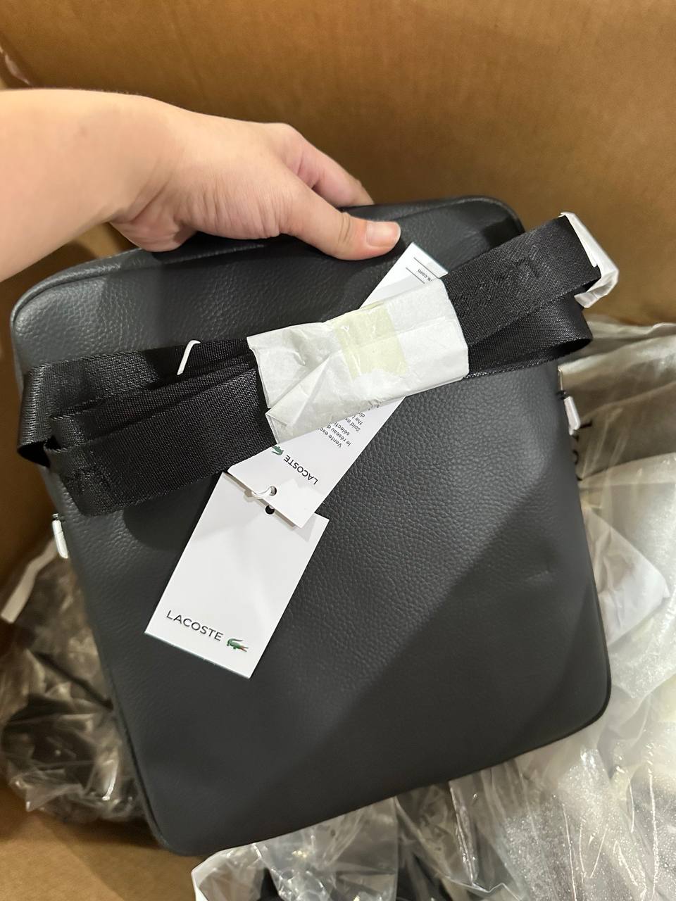ORIG & IMPORTED LacosteL Flat Crossover Men Bag Black