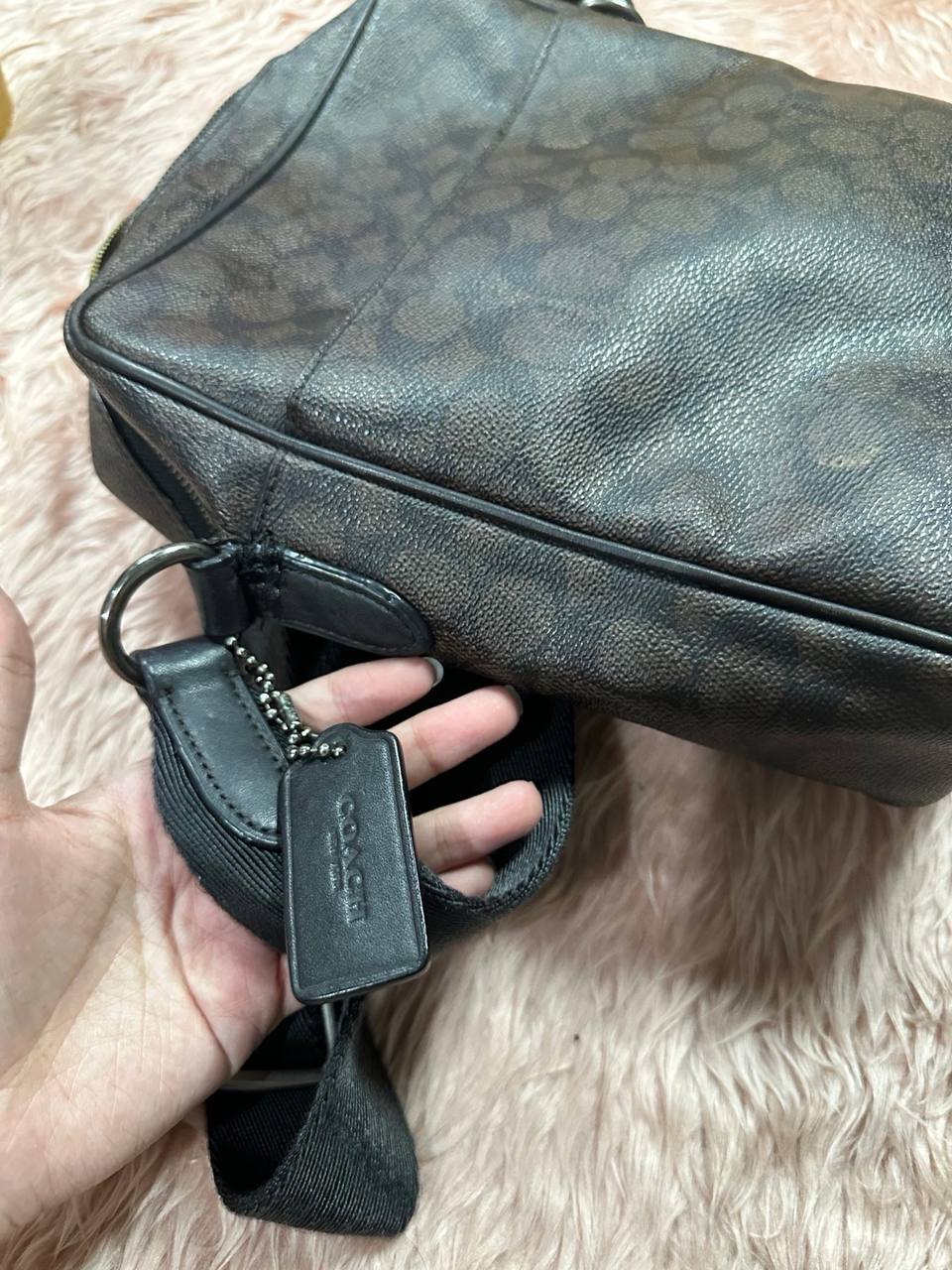 ORIG Preloved Repaired COACH Signature Metropolitan Flight Monogram Men Brown Bag