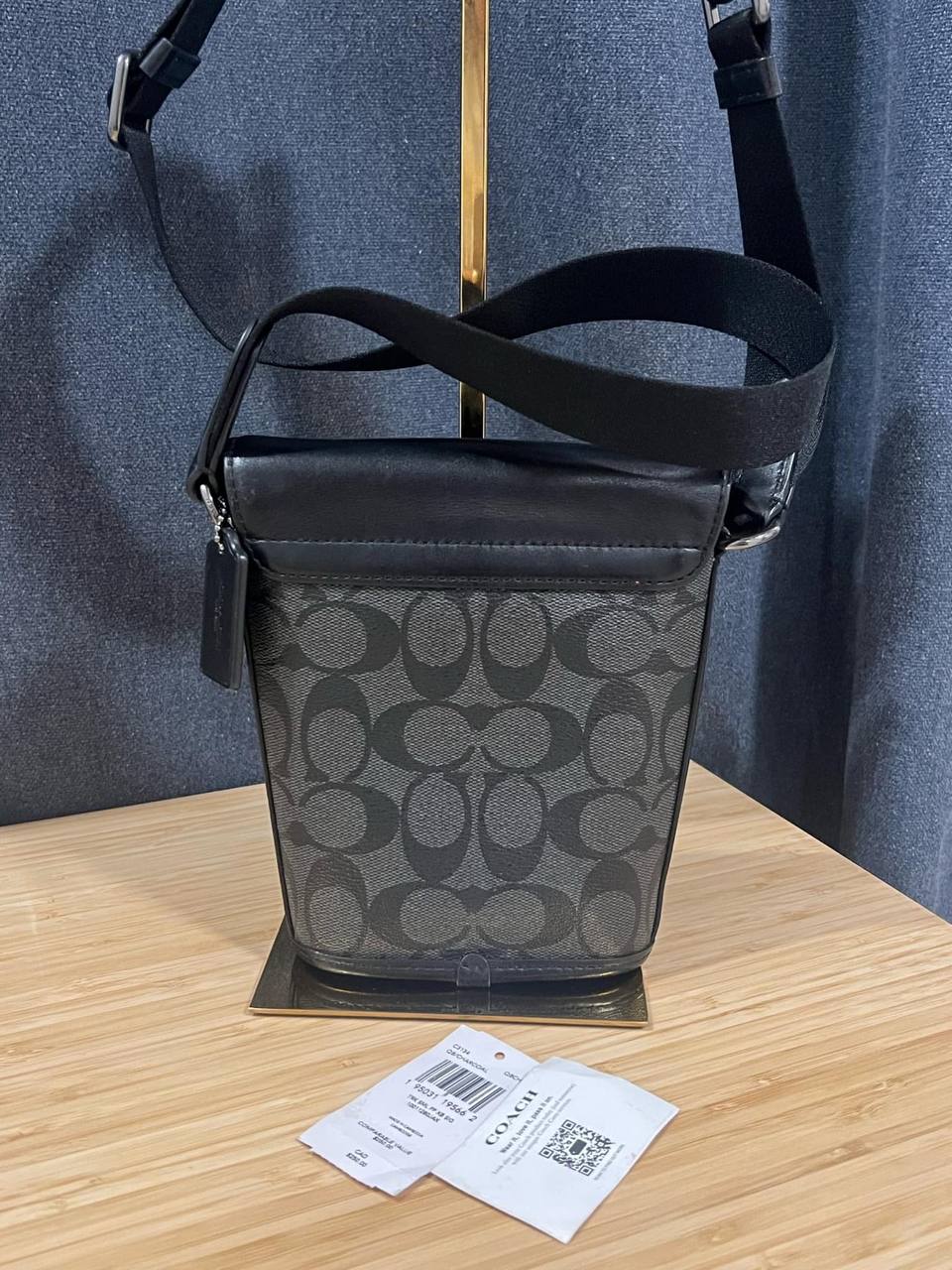 ORIG Preloved Coach Track Small Flap Crossbody Men Phone Bag