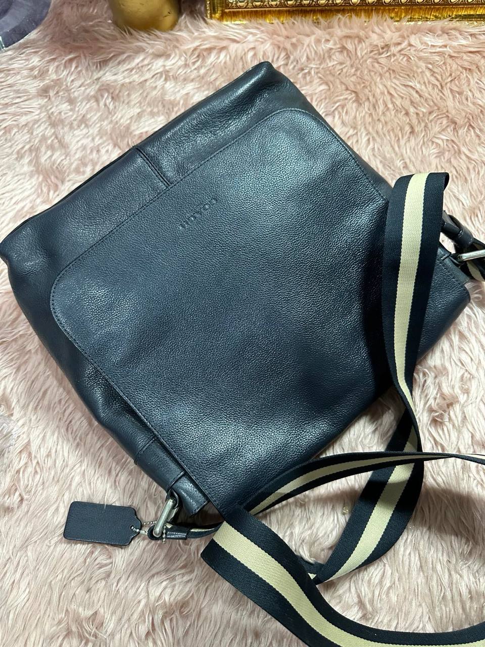 ORIG Preloved COACH Charles Messenger Blue Flap Bag
