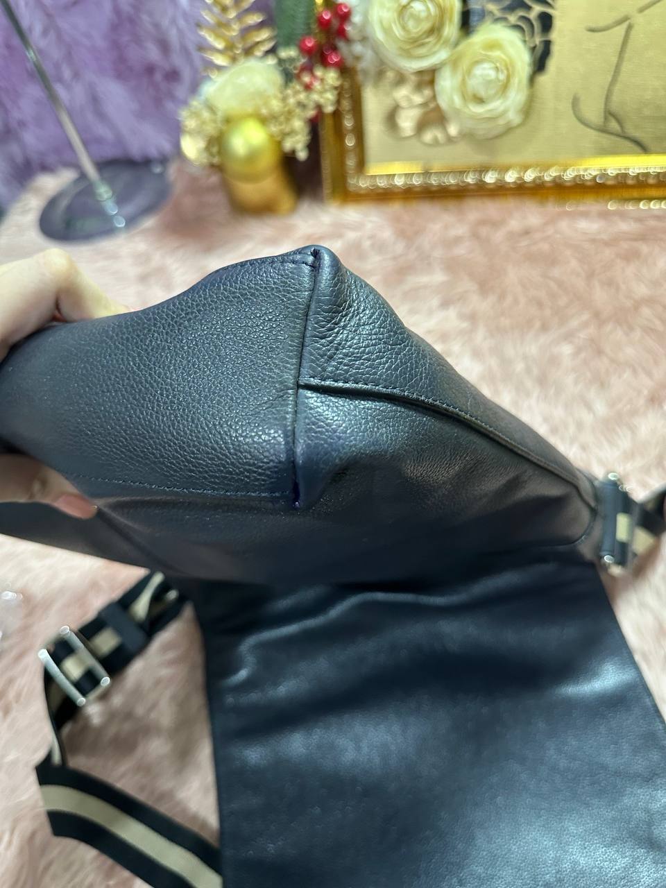 ORIG Preloved COACH Charles Messenger Blue Flap Bag