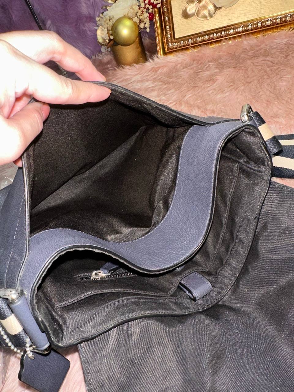 ORIG Preloved COACH Charles Messenger Blue Flap Bag
