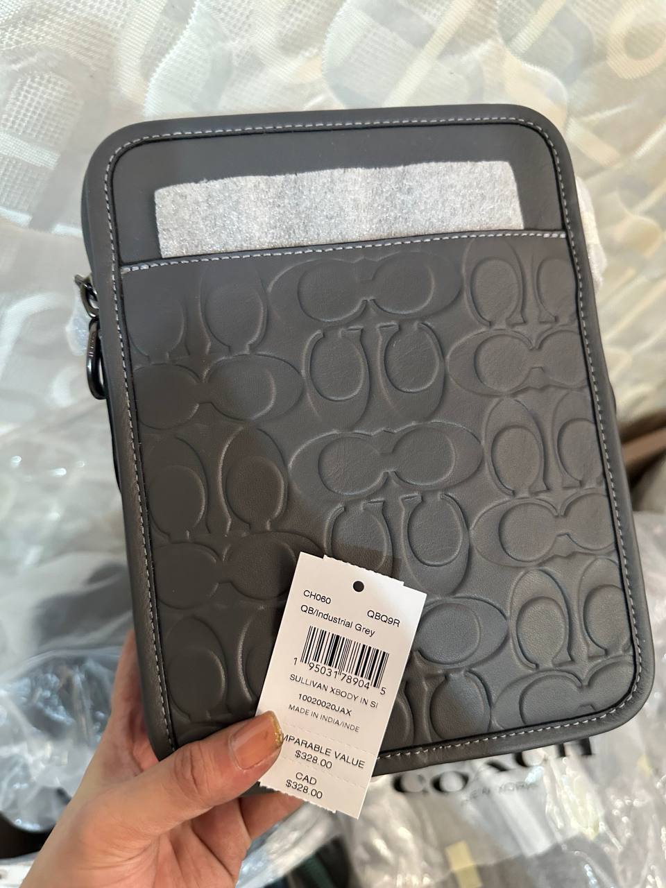 ORIG COACH Sullivan Crossbody In Signature Leather Men Bag Gray