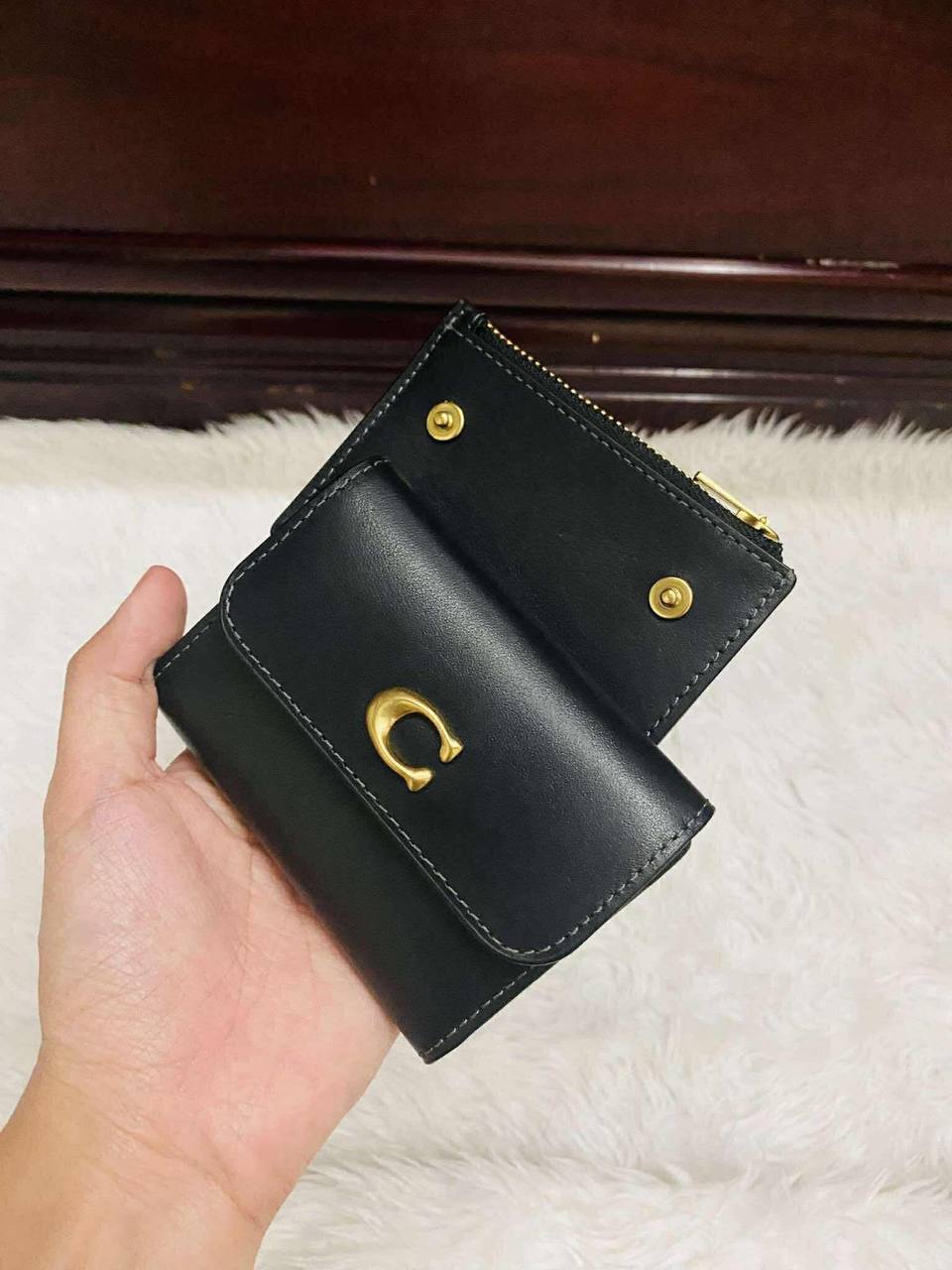 ORIG & IMPORTED Coach Essential Small Retail Card Holder Black Dual Wallet