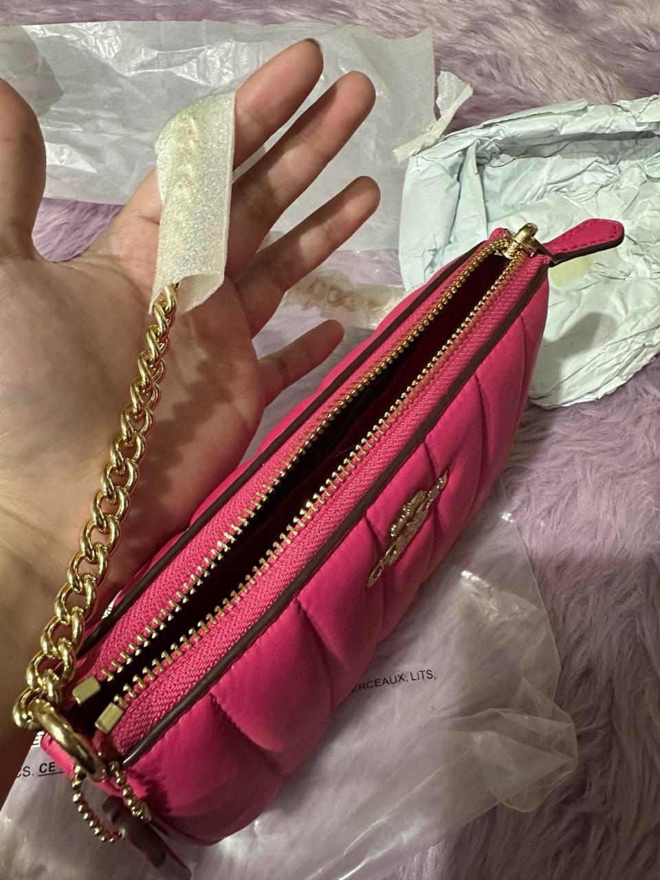 ORIG & IMPORTED RARE Coach Nolita 19 Chain Quilted Pink Small Bag