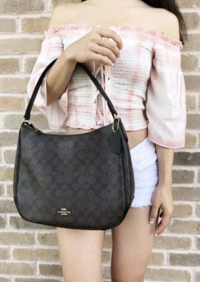 ORIG Preloved Coach Zip Hobo Shoulder Black Bag