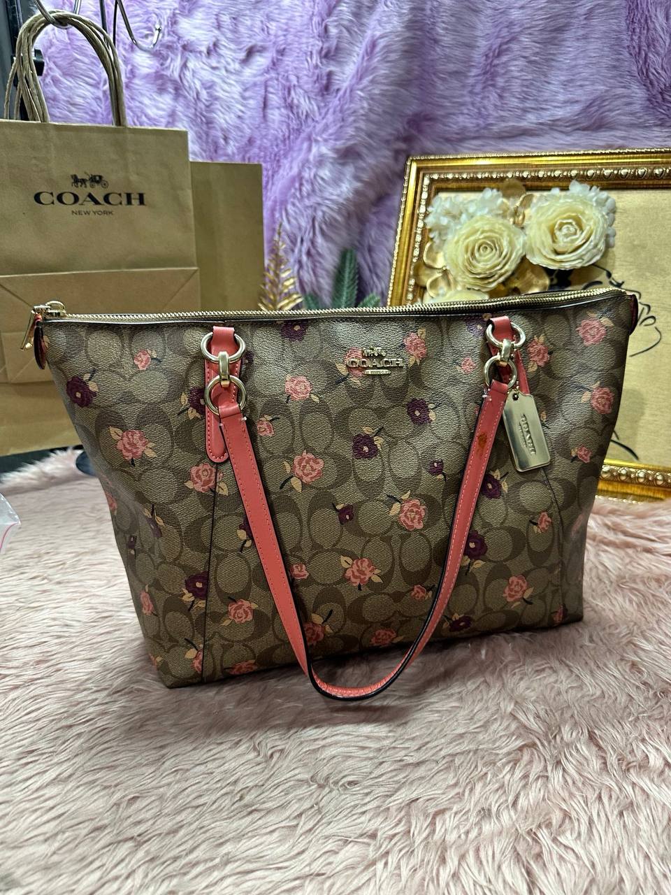 ORIG Preloved Coach Ava Tote Large Floral Brown Bag