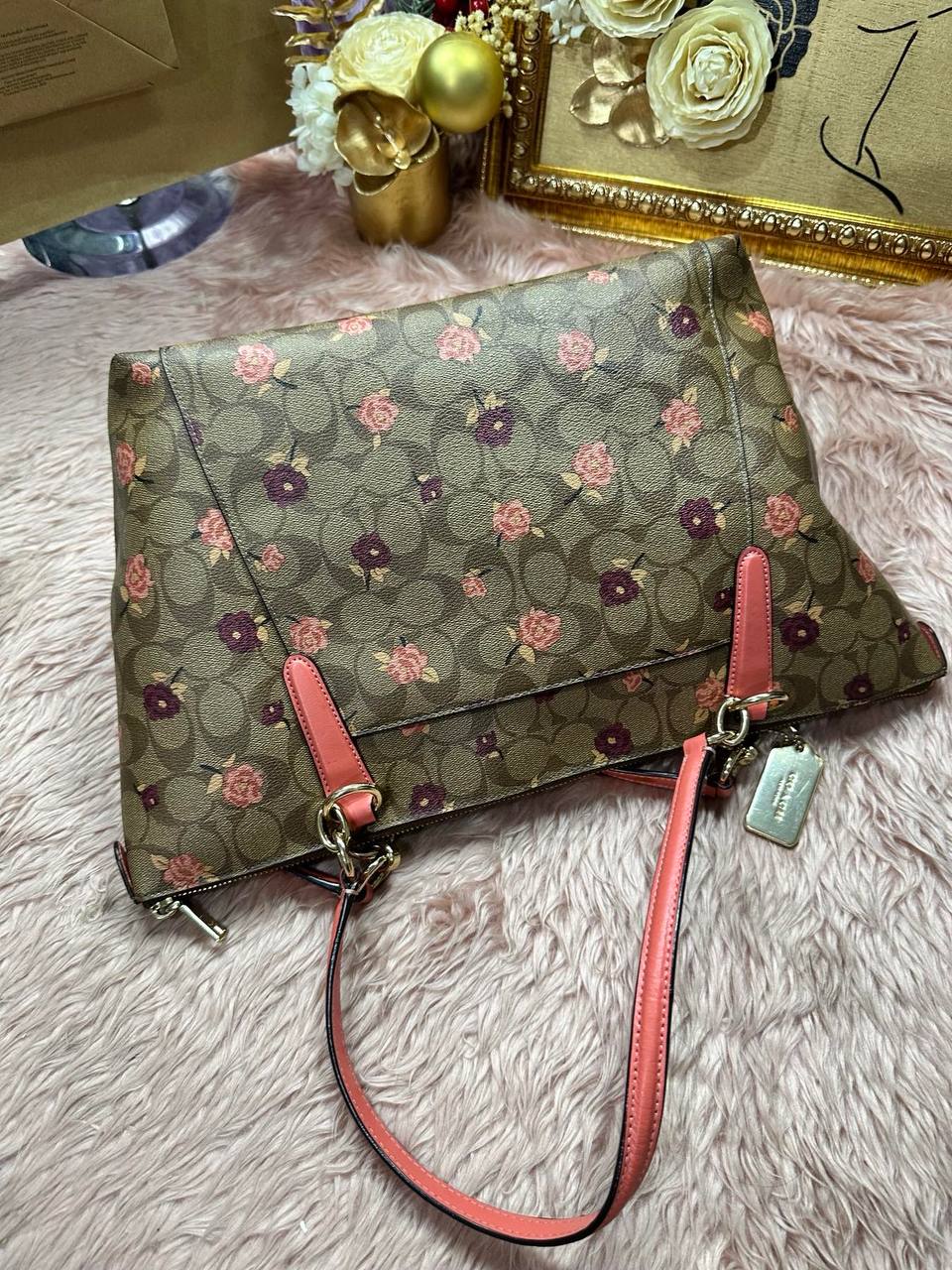 ORIG Preloved Coach Ava Tote Large Floral Brown Bag