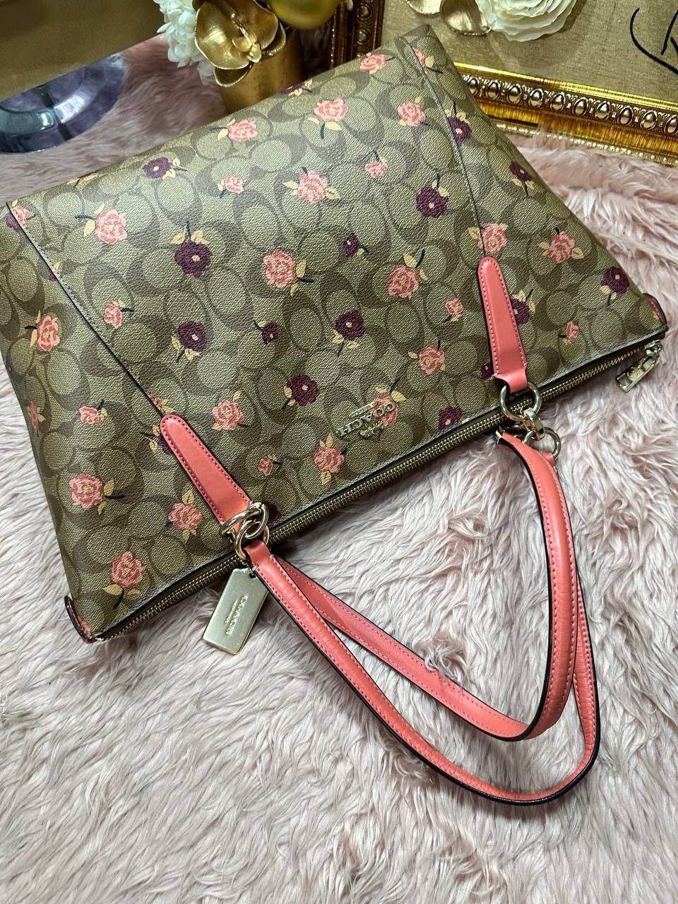 ORIG Preloved Coach Ava Tote Large Floral Brown Bag