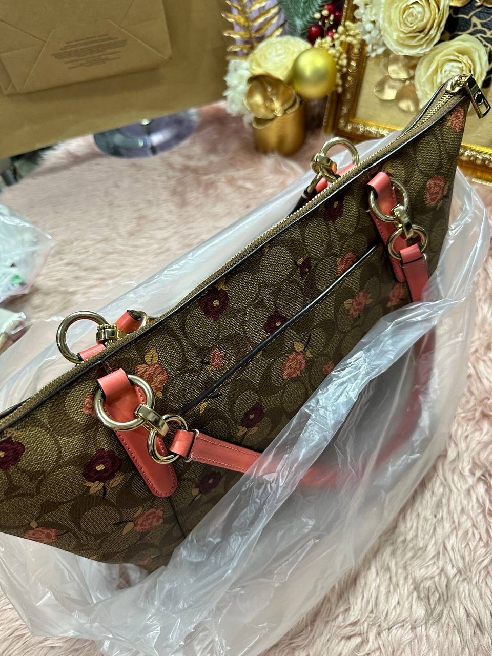 ORIG Preloved Coach Ava Tote Large Floral Brown Bag