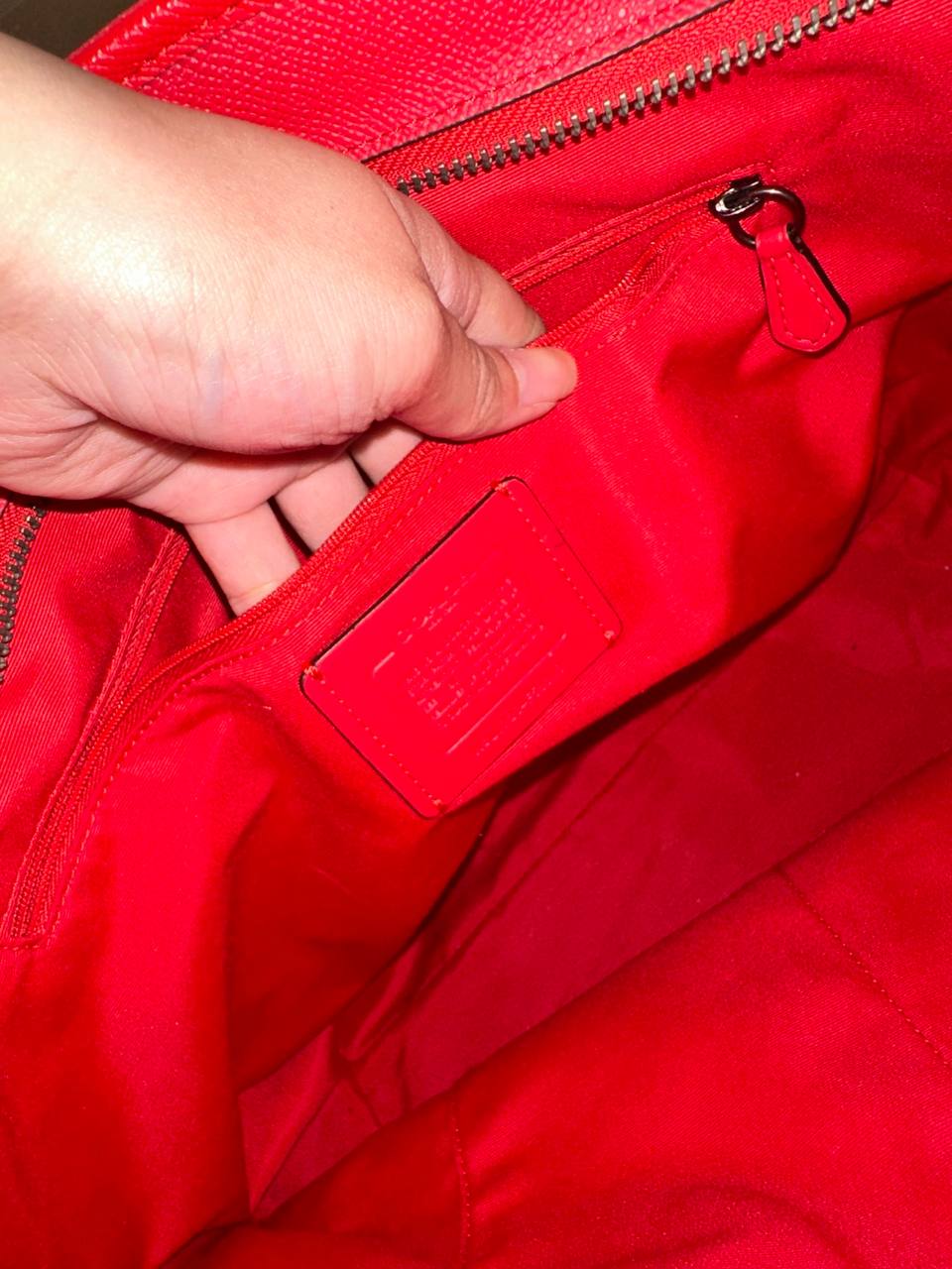 ORIG Preloved Coach Large City Zip Top Tote Bag Red