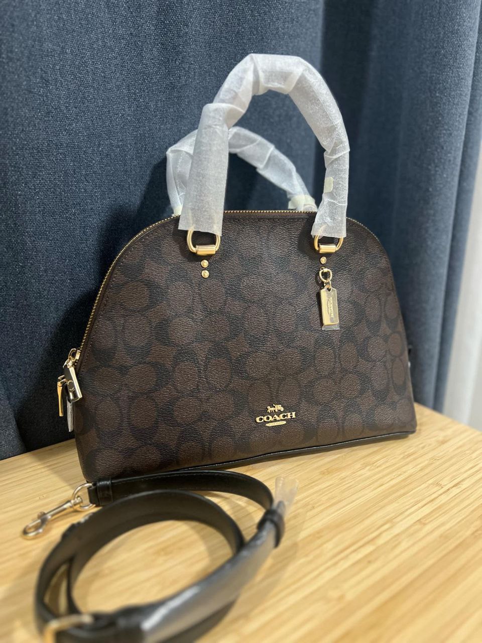 ORIG & IMPORTED COACH Katy Satchel In Signature Canvas Brown Bag