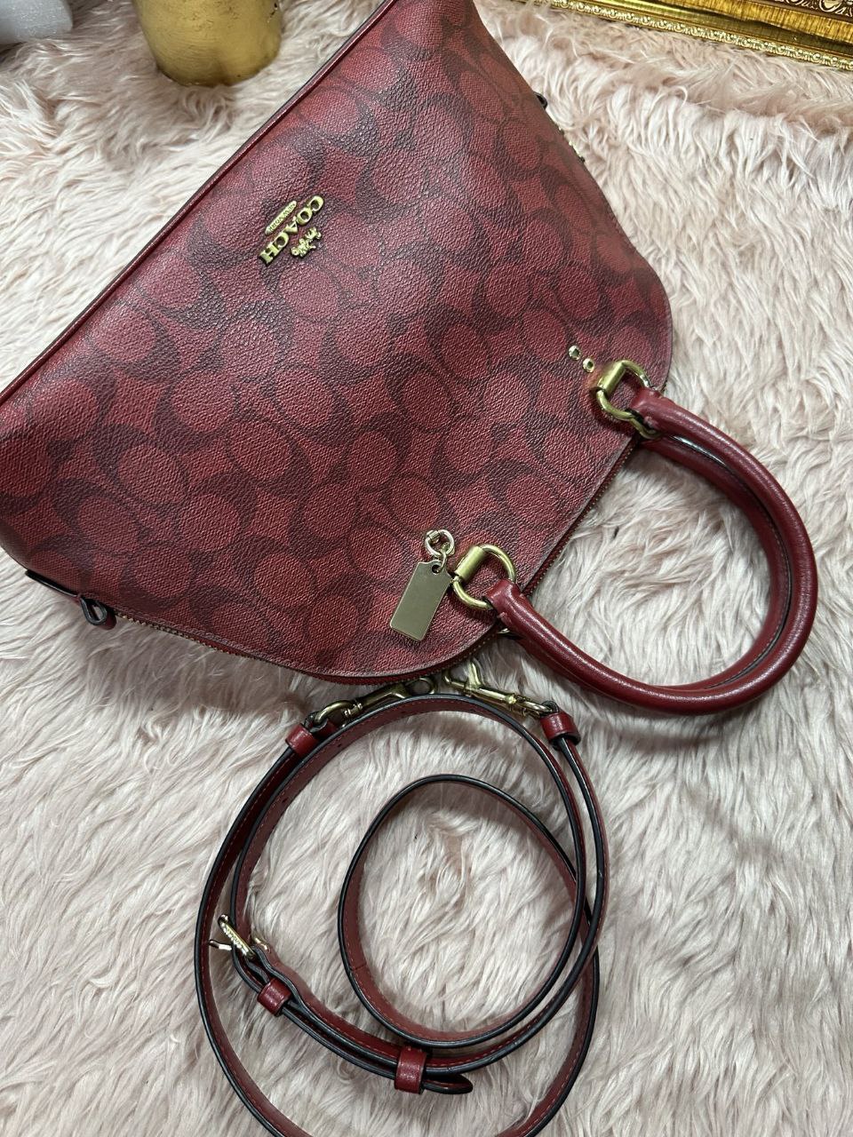 ORIG Preloved Coach Katy Satchel In Signature Canvas Red Bag
