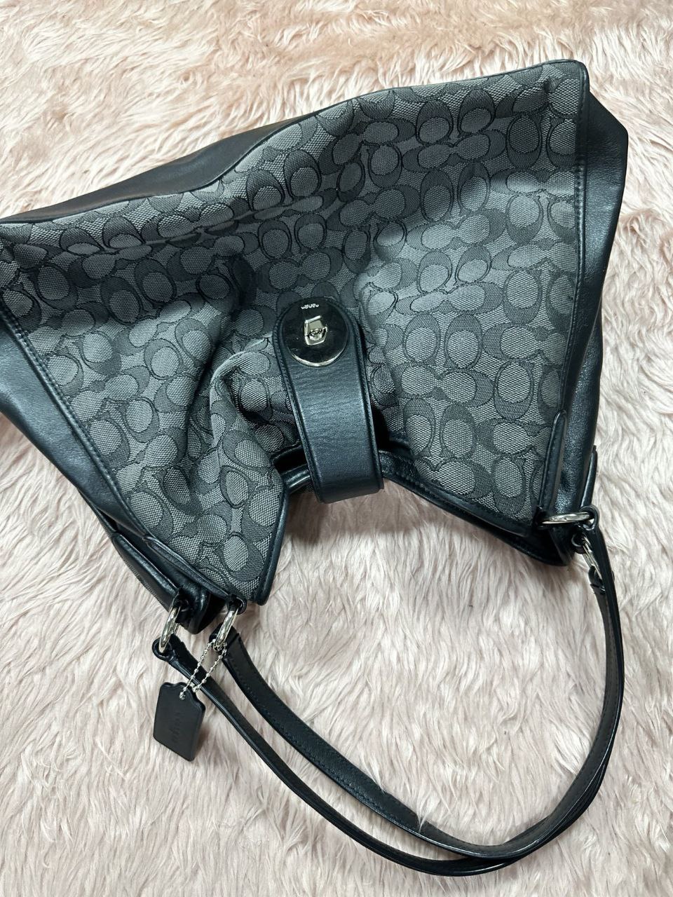 ORIG Preloved Coach Carlyle Shoulder Hobo Bag Black Jacquard