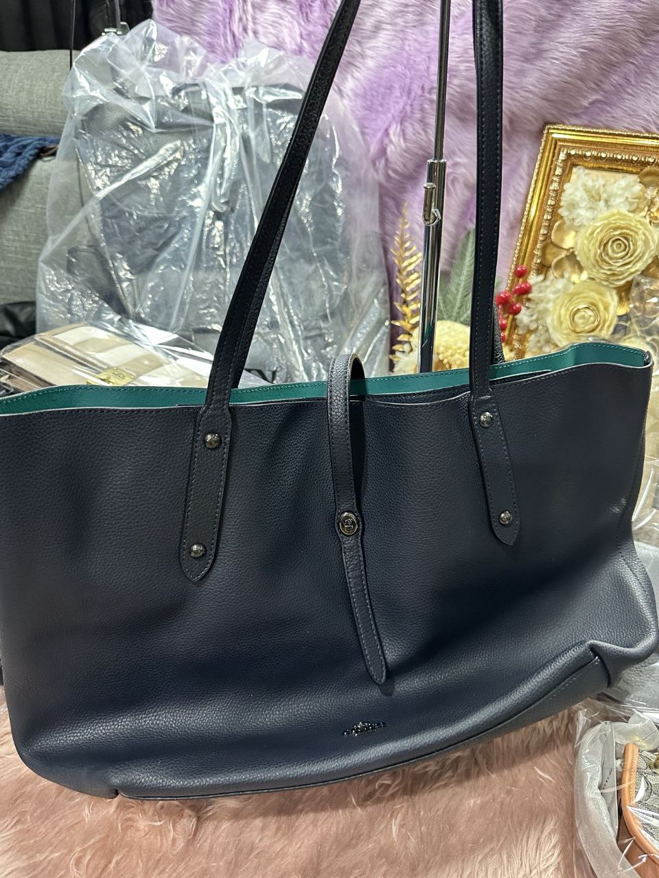 ORIG Preloved Coach Market Large Tote Blue Bag