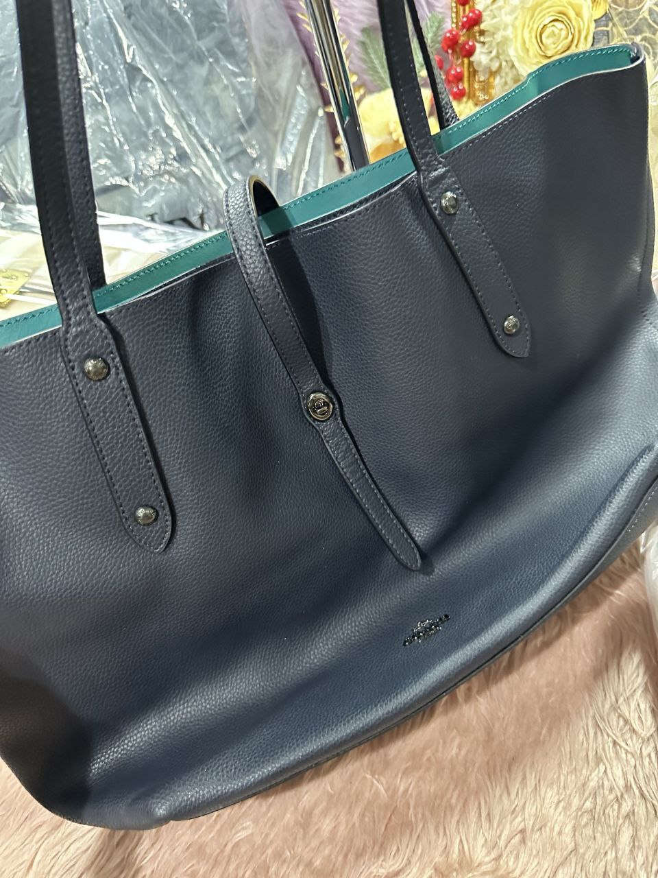ORIG Preloved Coach Market Large Tote Blue Bag