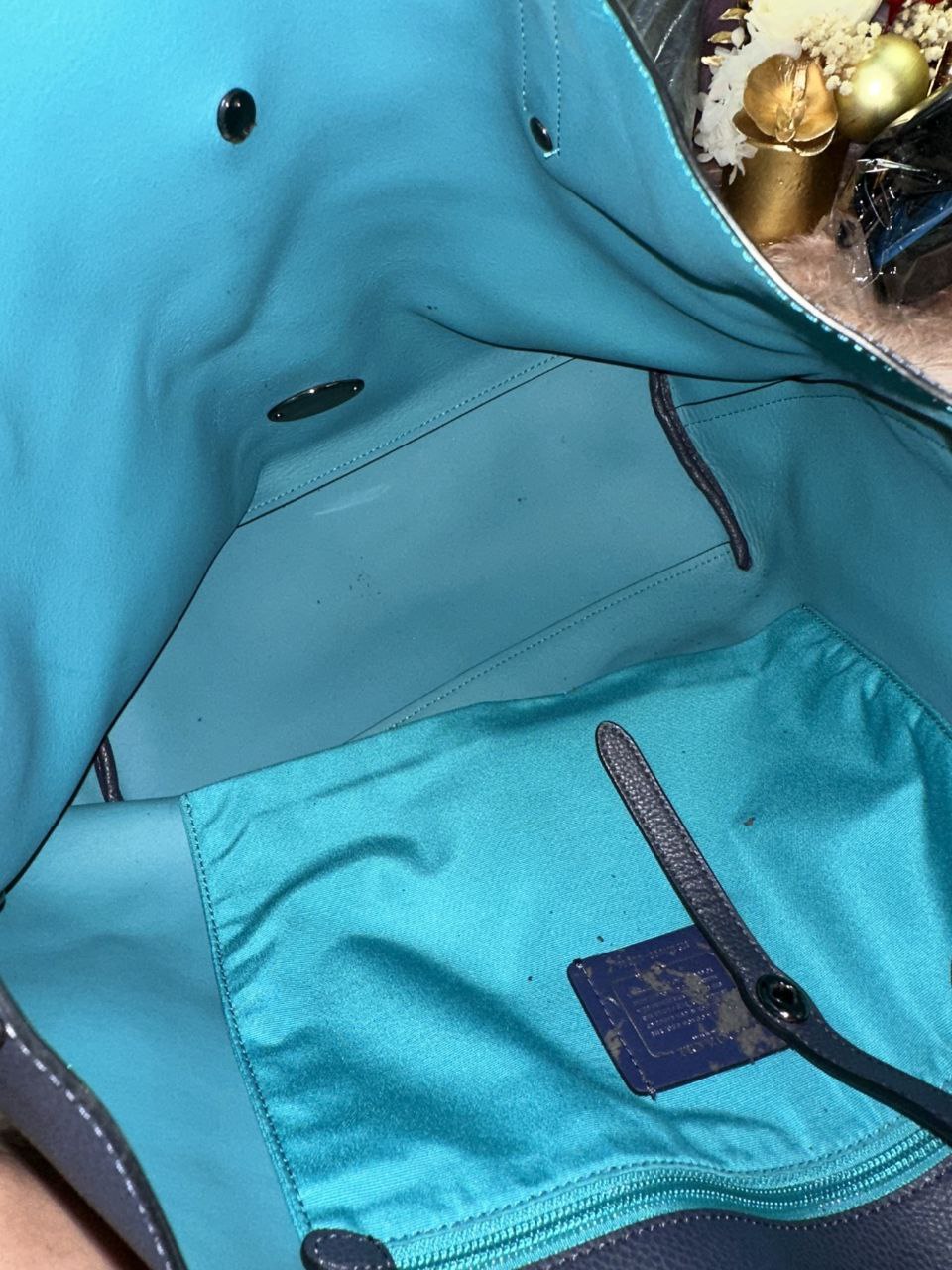 ORIG Preloved Coach Market Large Tote Blue Bag