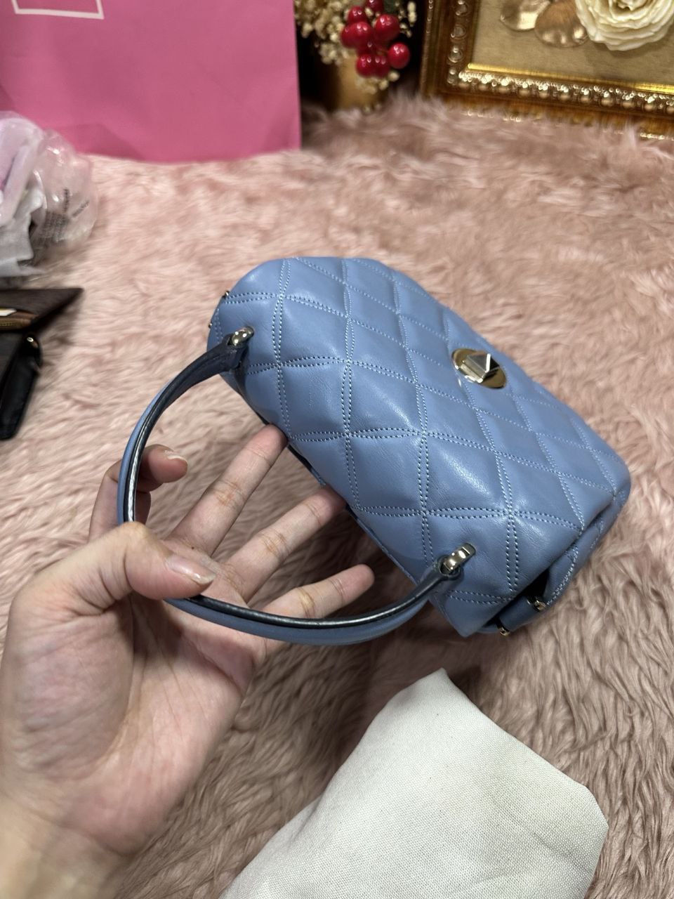 ORIG Preloved Kate Spade KS Natalia Square Crossbody Handbag Blue Small Bag