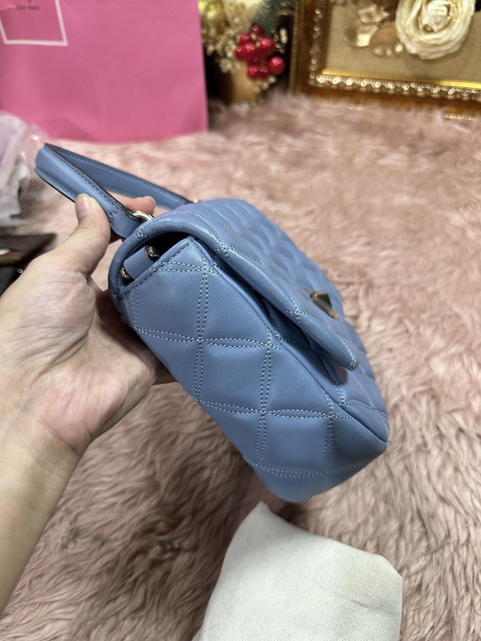 ORIG Preloved Kate Spade KS Natalia Square Crossbody Handbag Blue Small Bag