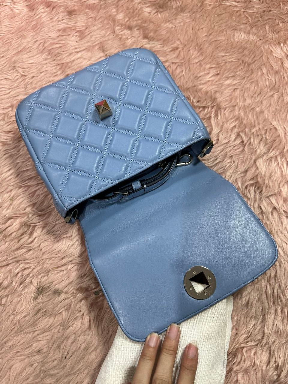 ORIG Preloved Kate Spade KS Natalia Square Crossbody Handbag Blue Small Bag