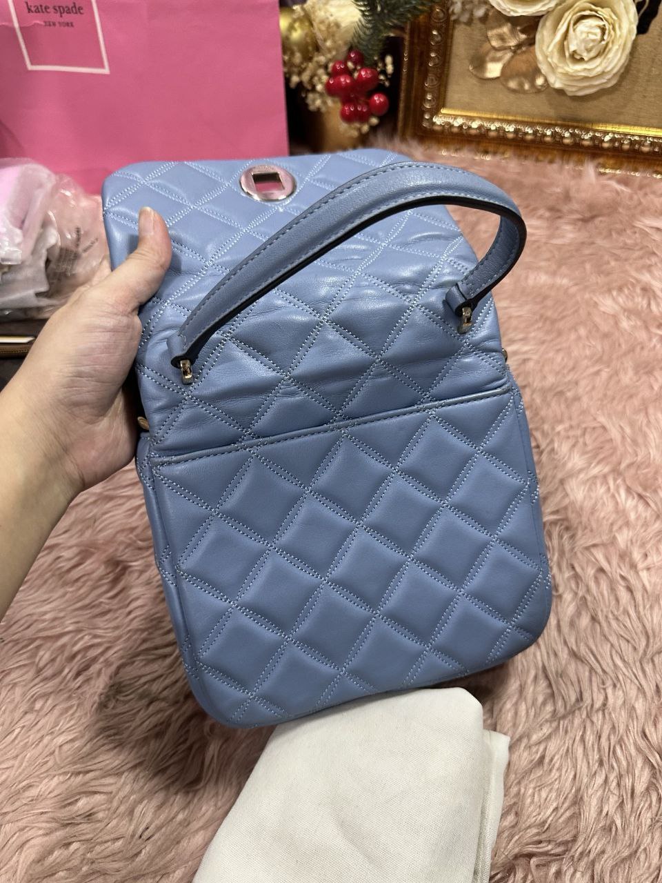 ORIG Preloved Kate Spade KS Natalia Square Crossbody Handbag Blue Small Bag