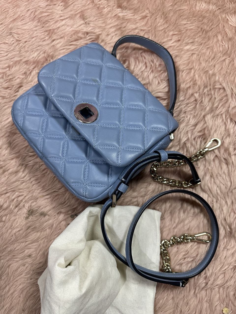 ORIG Preloved Kate Spade KS Natalia Square Crossbody Handbag Blue Small Bag