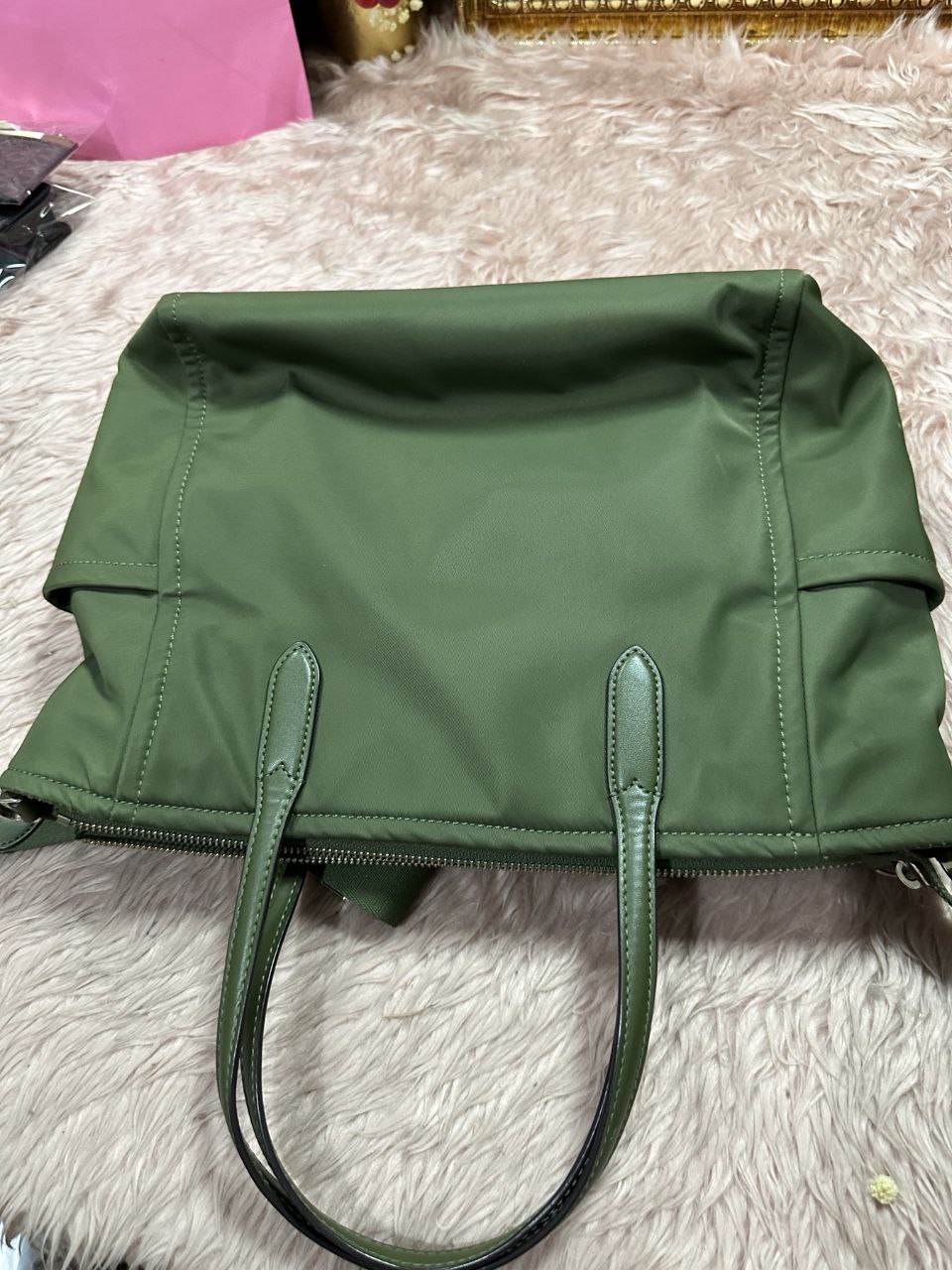 ORIG Preloved Kate Spade KS Chelsea Nylon Medium Satchel Crossbody Bag Enchanted Green