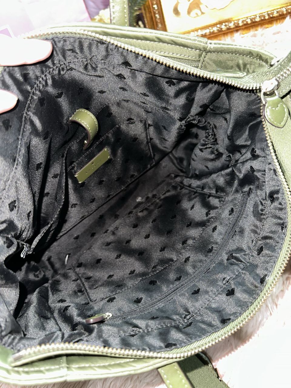 ORIG Preloved Kate Spade KS Chelsea Nylon Medium Satchel Crossbody Bag Enchanted Green