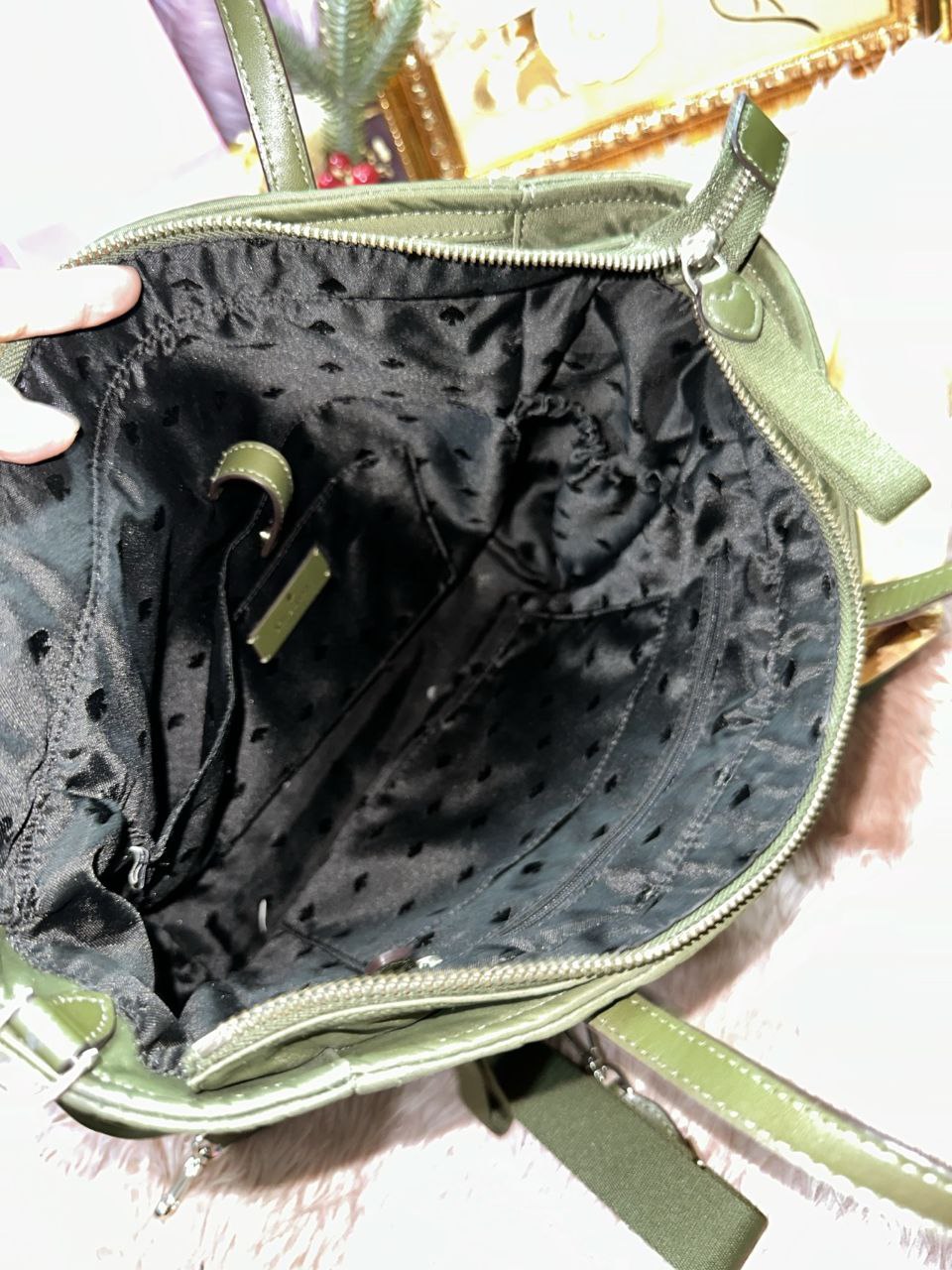 ORIG Preloved Kate Spade KS Chelsea Nylon Medium Satchel Crossbody Bag Enchanted Green