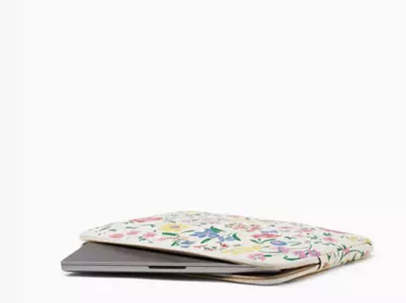 ORIG Preloved Kate Spade KS Garden Bouquet Laptop Sleeve White Floral
