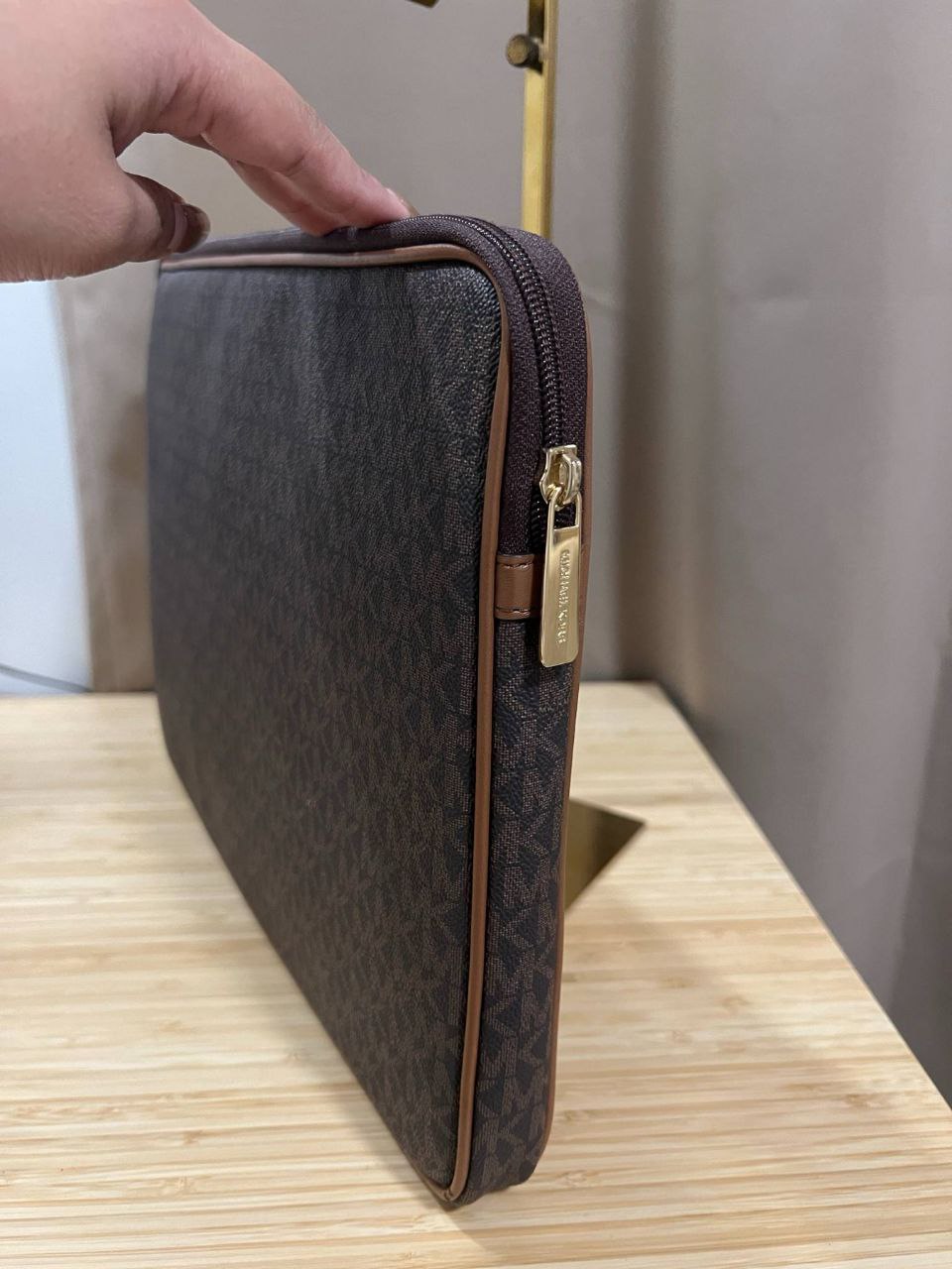 ORIG Preloved Michael Kors MK Laptop Padded Case Sleeve Brown