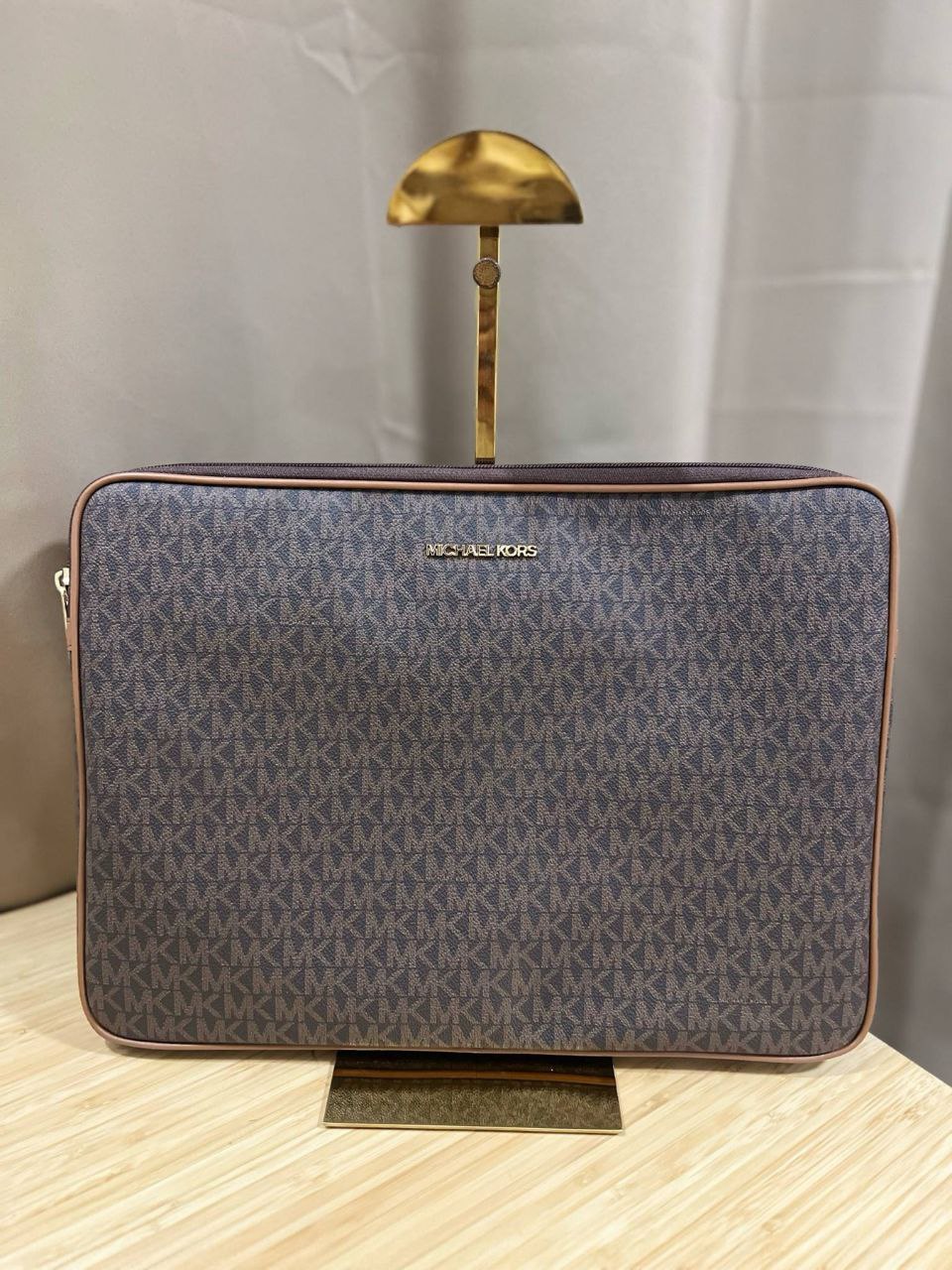 ORIG Preloved Michael Kors MK Laptop Padded Case Sleeve Brown