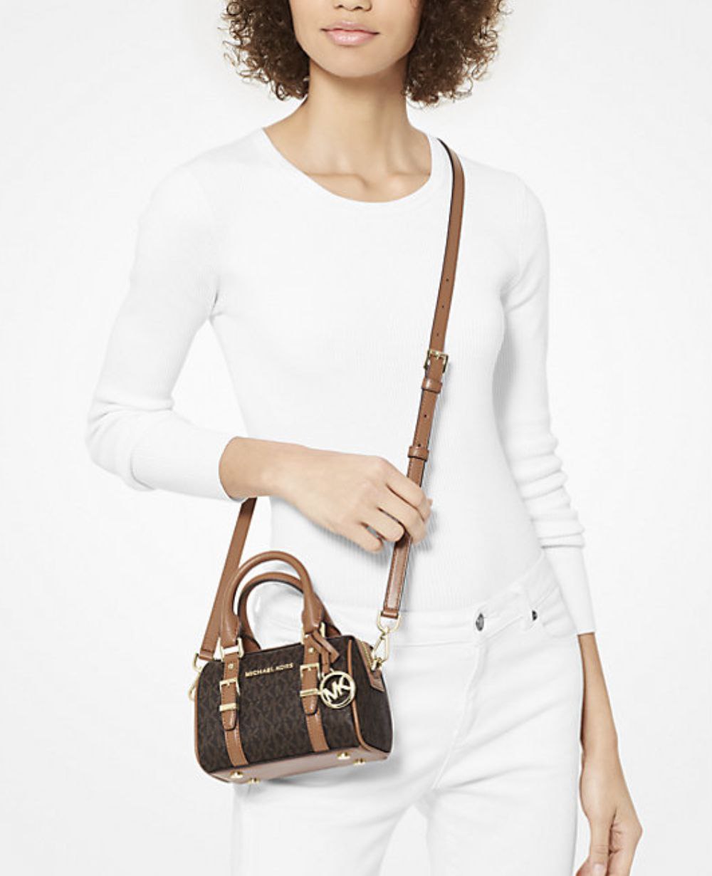 ORIG Preloved Michael Kors MK Bedford Legacy Extra-Small Duffle Crossbody Micro Brown Bag