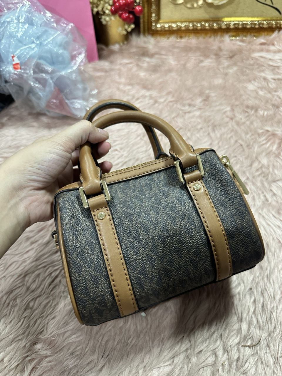 ORIG Preloved Michael Kors MK Bedford Legacy Extra-Small Duffle Crossbody Micro Brown Bag