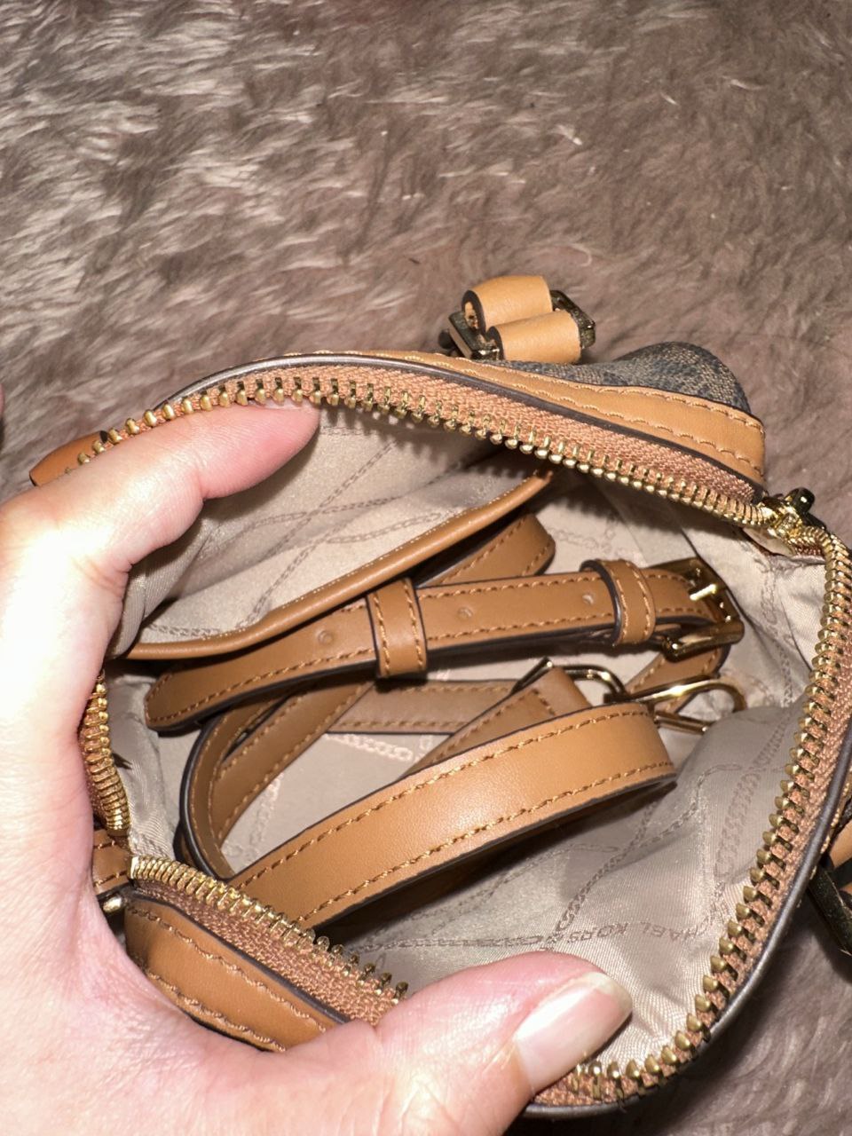 ORIG Preloved Michael Kors MK Bedford Legacy Extra-Small Duffle Crossbody Micro Brown Bag