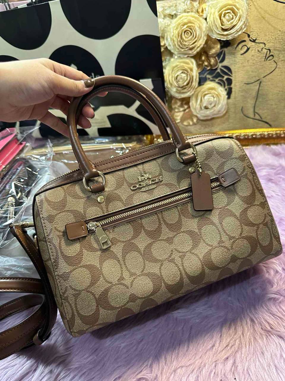 ORIG Preloved Coach Rowan Satchel Khaki Brown Bag