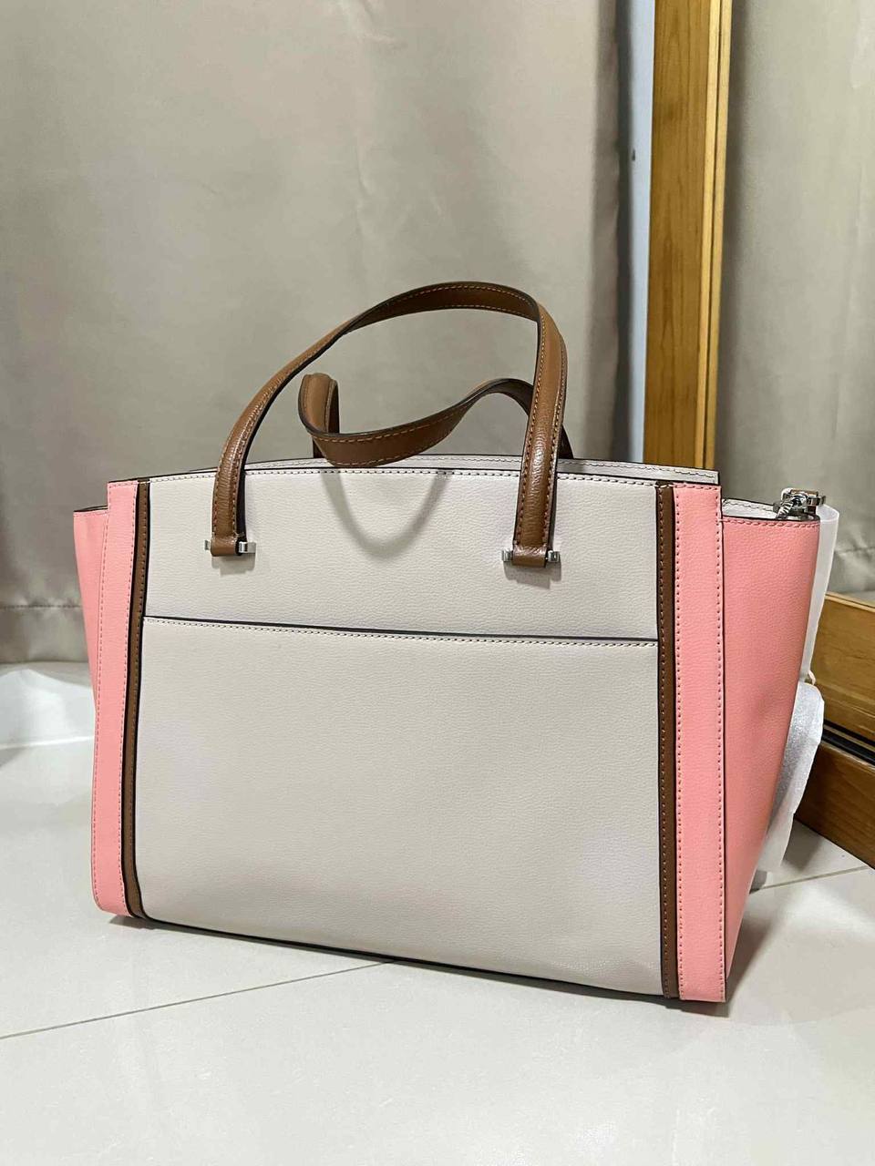 ORIG Preloved Kate Spade KS Patterson Drive Geraldine Warm Beige Pink Large Tote Satchel Bag