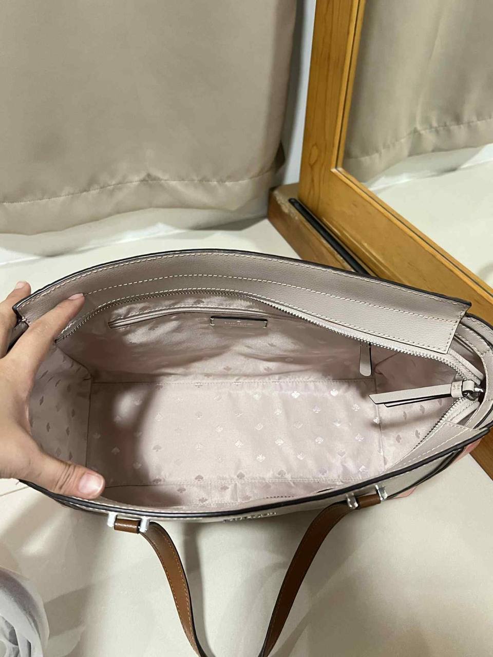 ORIG Preloved Kate Spade KS Patterson Drive Geraldine Warm Beige Pink Large Tote Satchel Bag