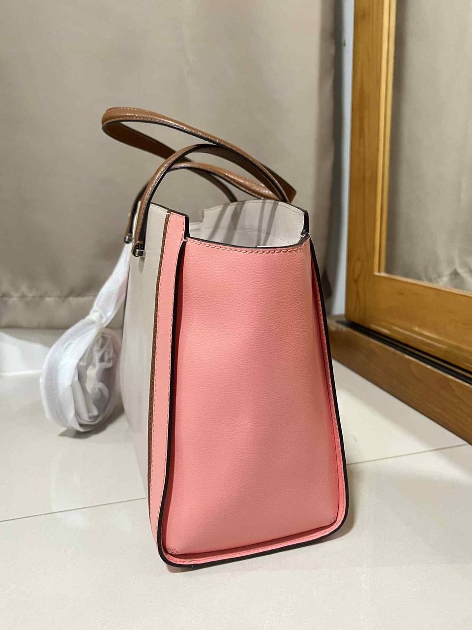 ORIG Preloved Kate Spade KS Patterson Drive Geraldine Warm Beige Pink Large Tote Satchel Bag