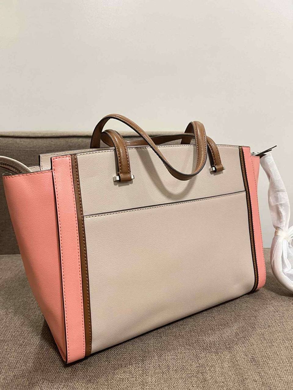 ORIG Preloved Kate Spade KS Patterson Drive Geraldine Warm Beige Pink Large Tote Satchel Bag