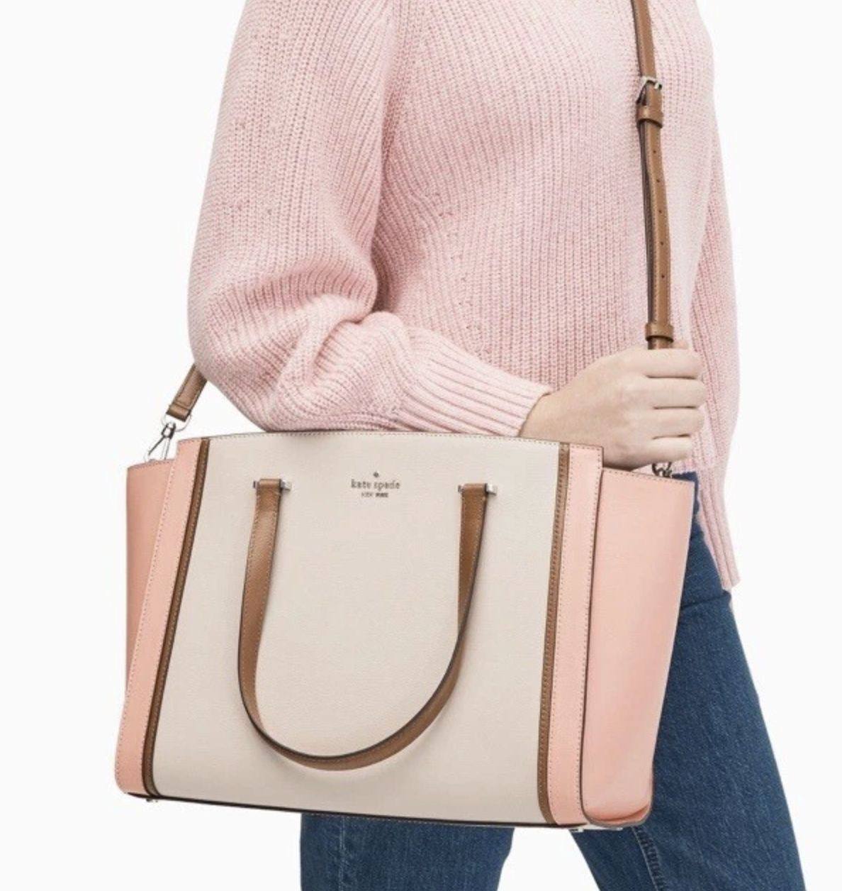 ORIG Preloved Kate Spade KS Patterson Drive Geraldine Warm Beige Pink Large Tote Satchel Bag