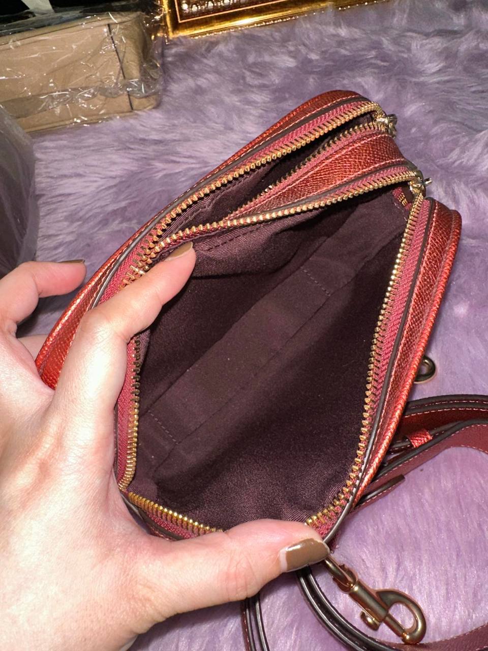 ORIG Preloved Coach Jes Crossbody 20 Small Metallic Red Bag