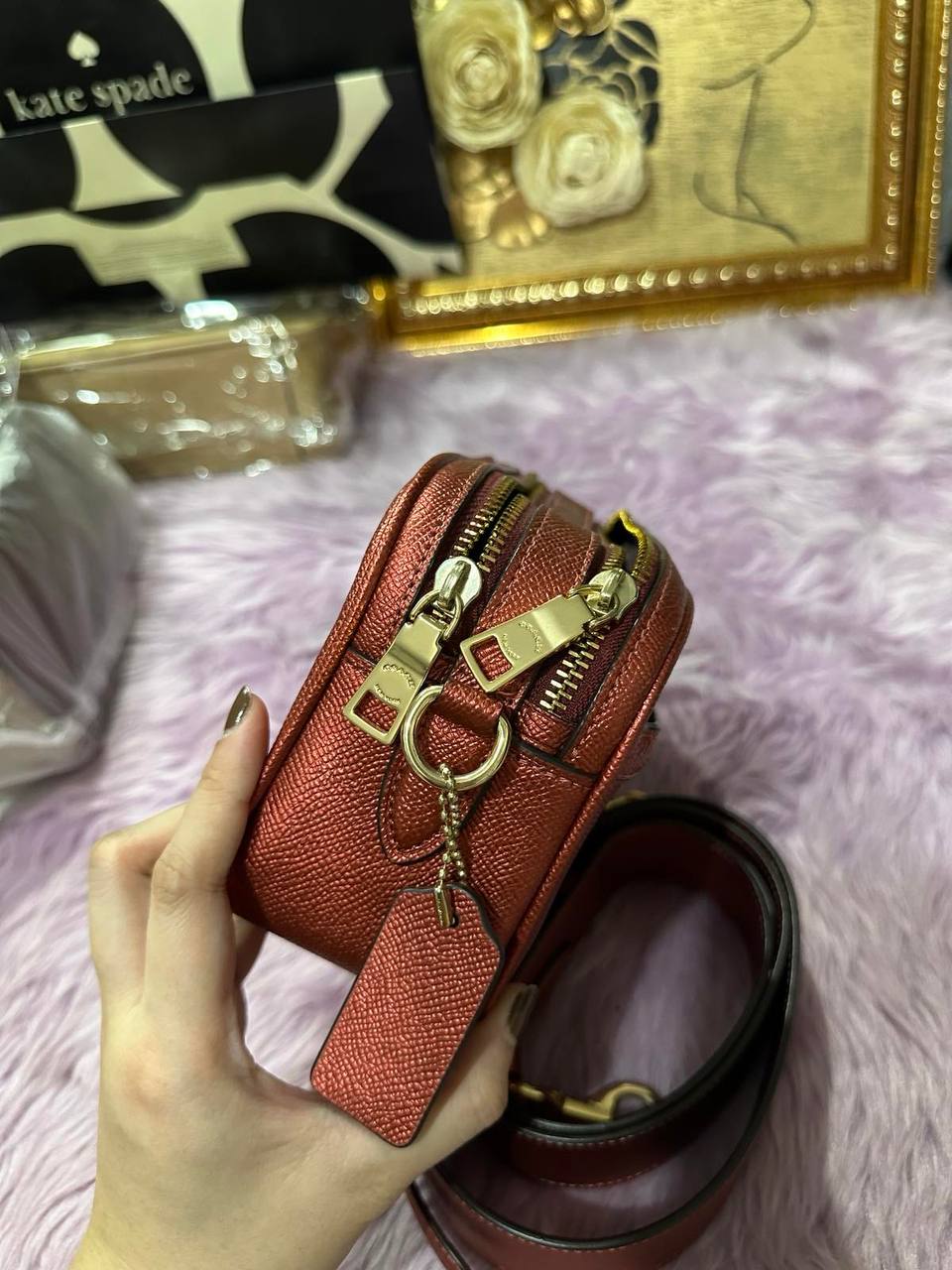 ORIG Preloved Coach Jes Crossbody 20 Small Metallic Red Bag